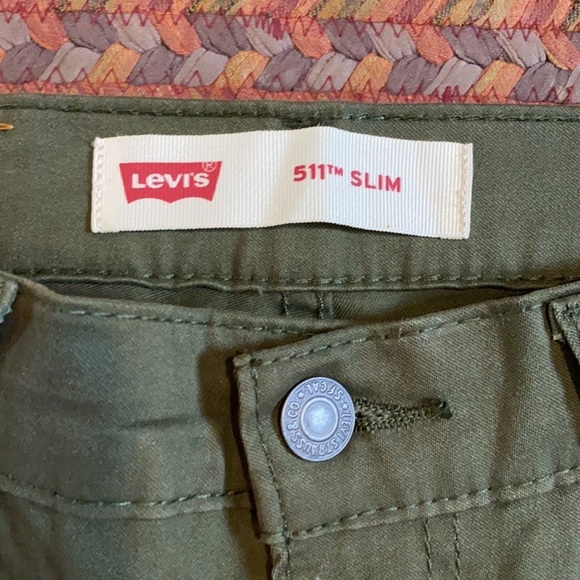NEW ARMY GREEN WHITE TAB LEVIS 511 SLIM JEANS - Picture 4 of 6